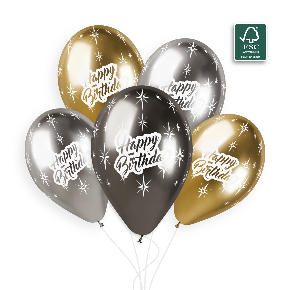 100% FSC-Certified NRL Balloons Shiny & Sparkling Happy Birthday