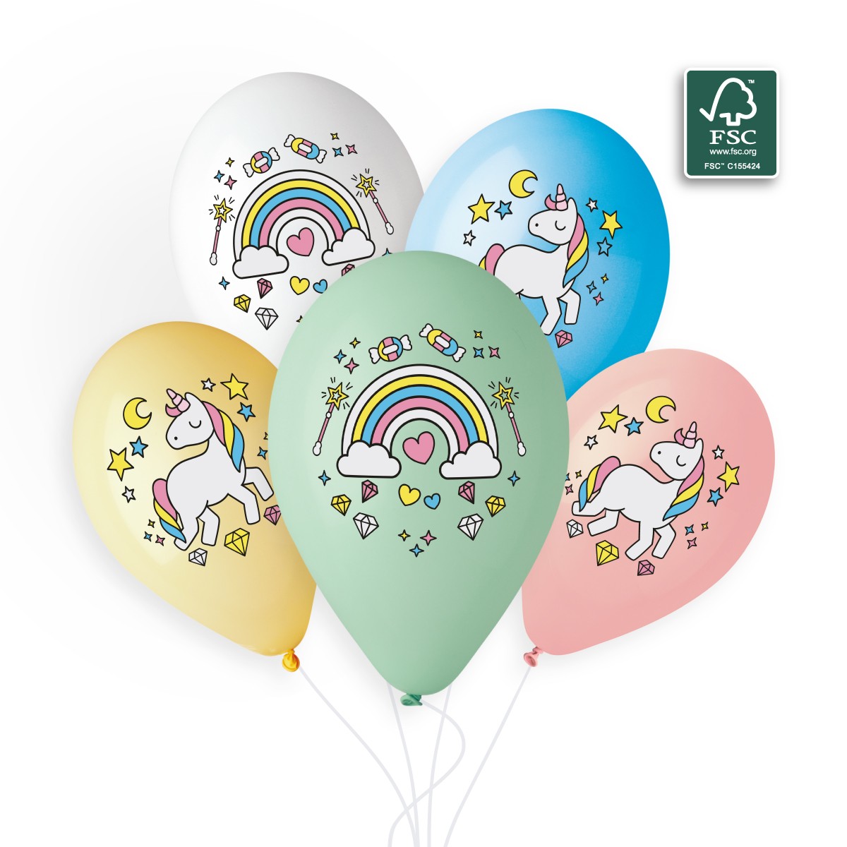 100% FSC-Certified NRL Balloons Sweet Unicorn & Colourful Rainbow