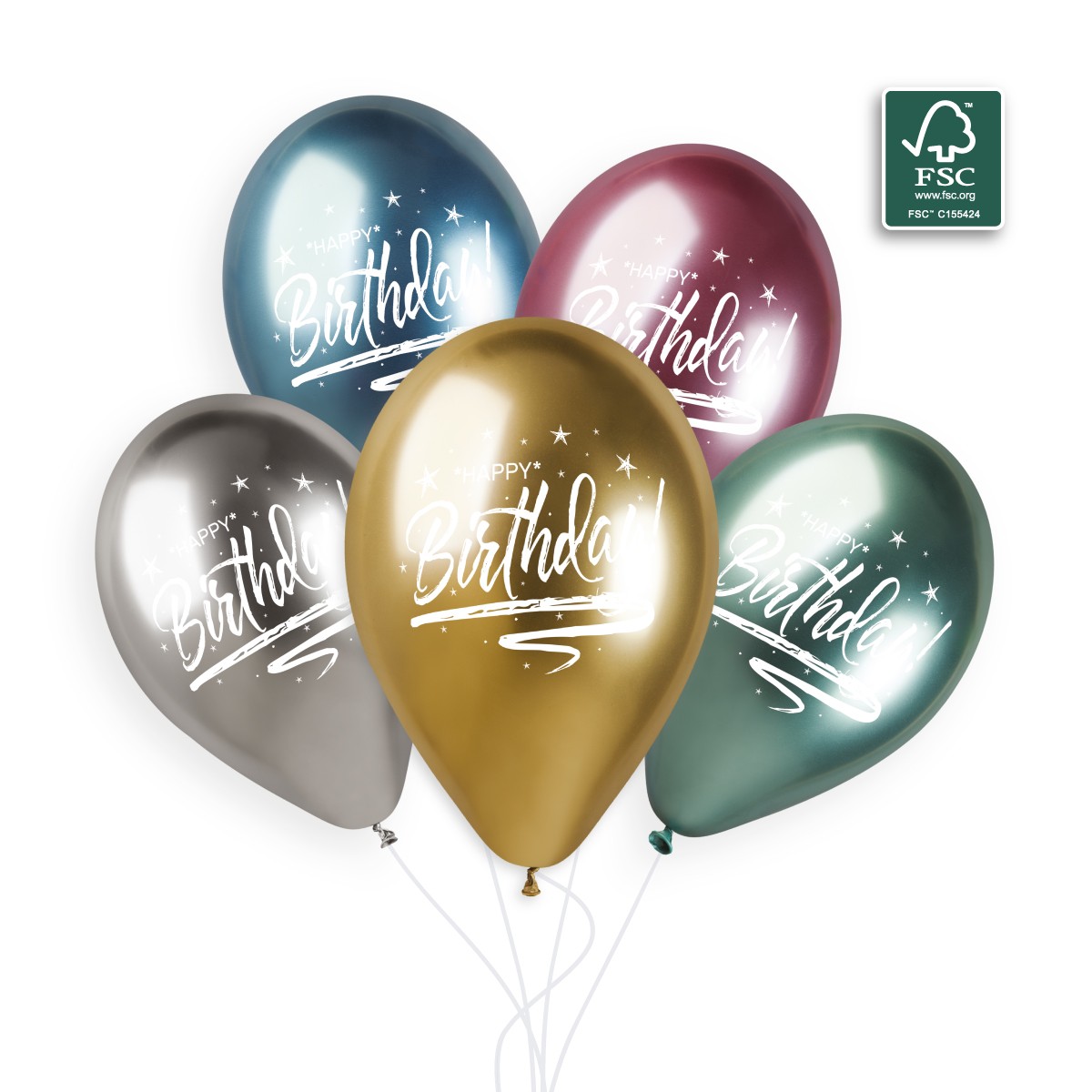 100% FSC-Certified NRL Balloons Happy Birthday Shiny