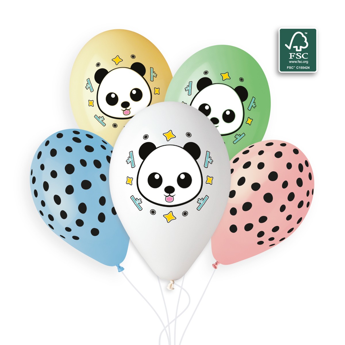 100% FSC-Certified NRL Balloons Panda multicolor & Panda spots