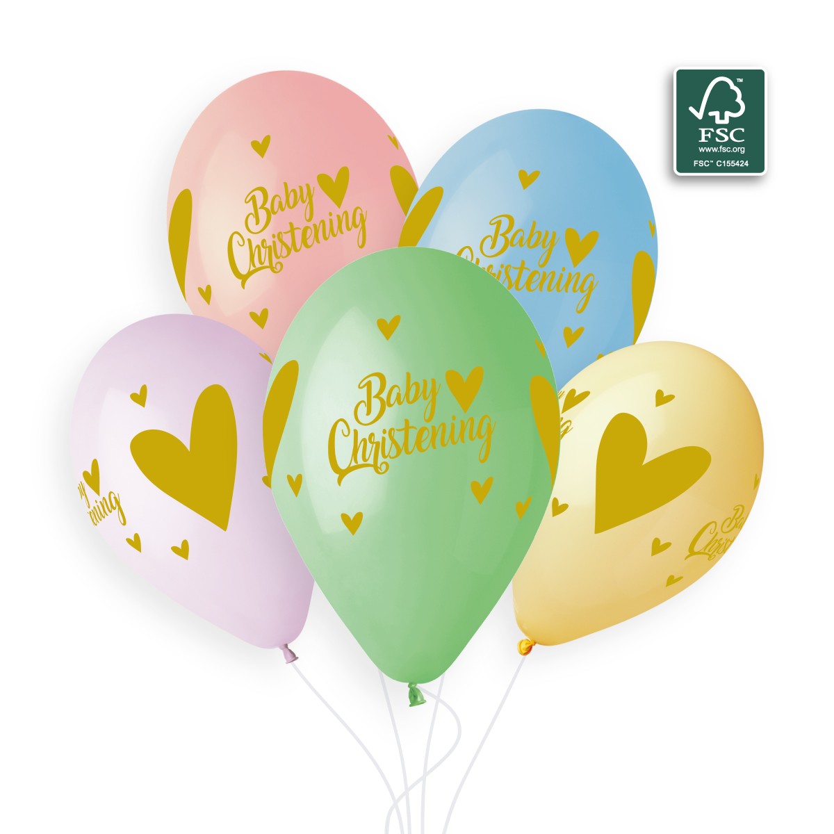 100% FSC-Certified NRL Balloons Baby christening gold