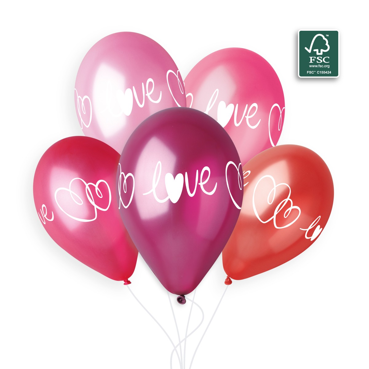 100% FSC-Certified NRL Balloons Love & hearts