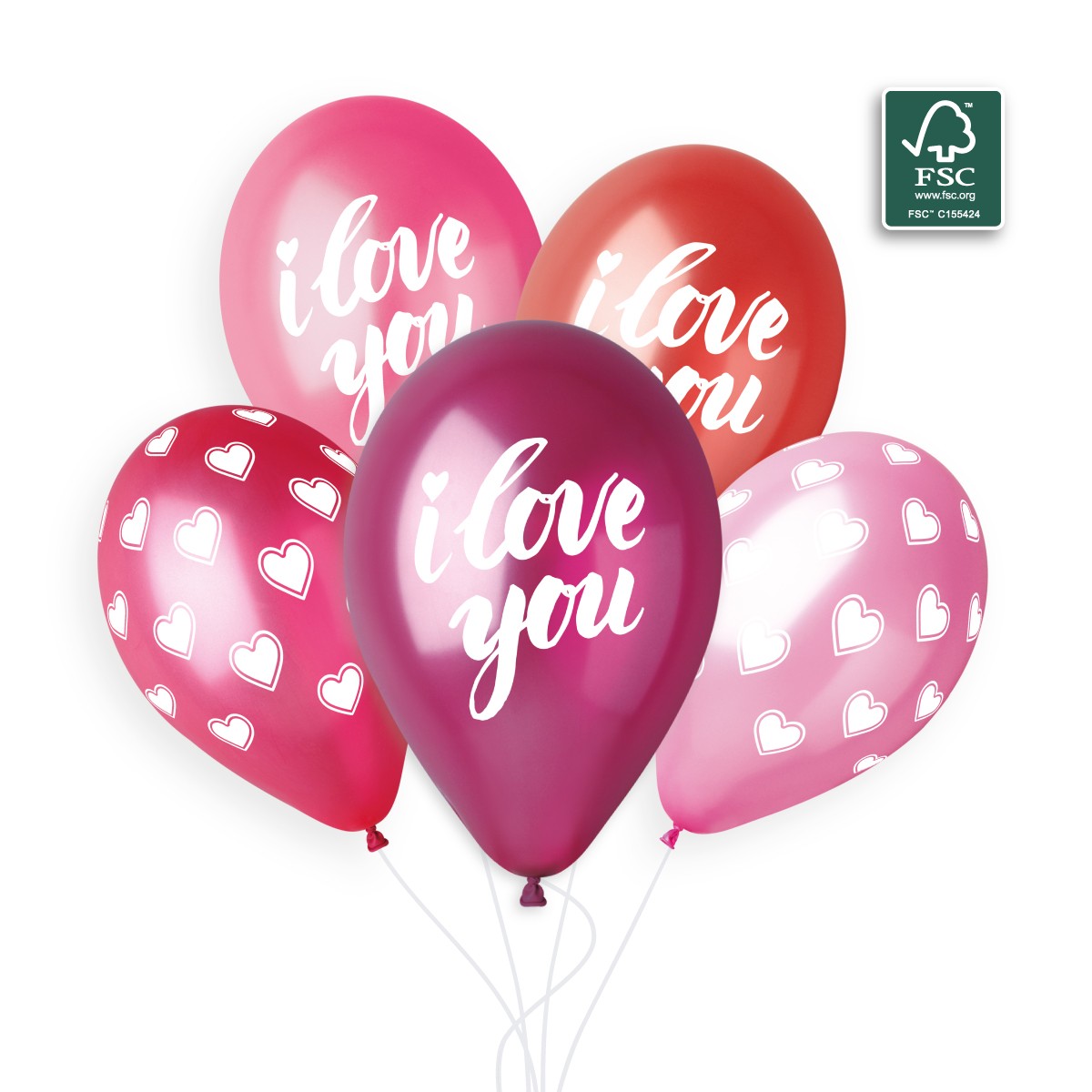 100% FSC-Certified NRL Balloons I love you script & White hearts