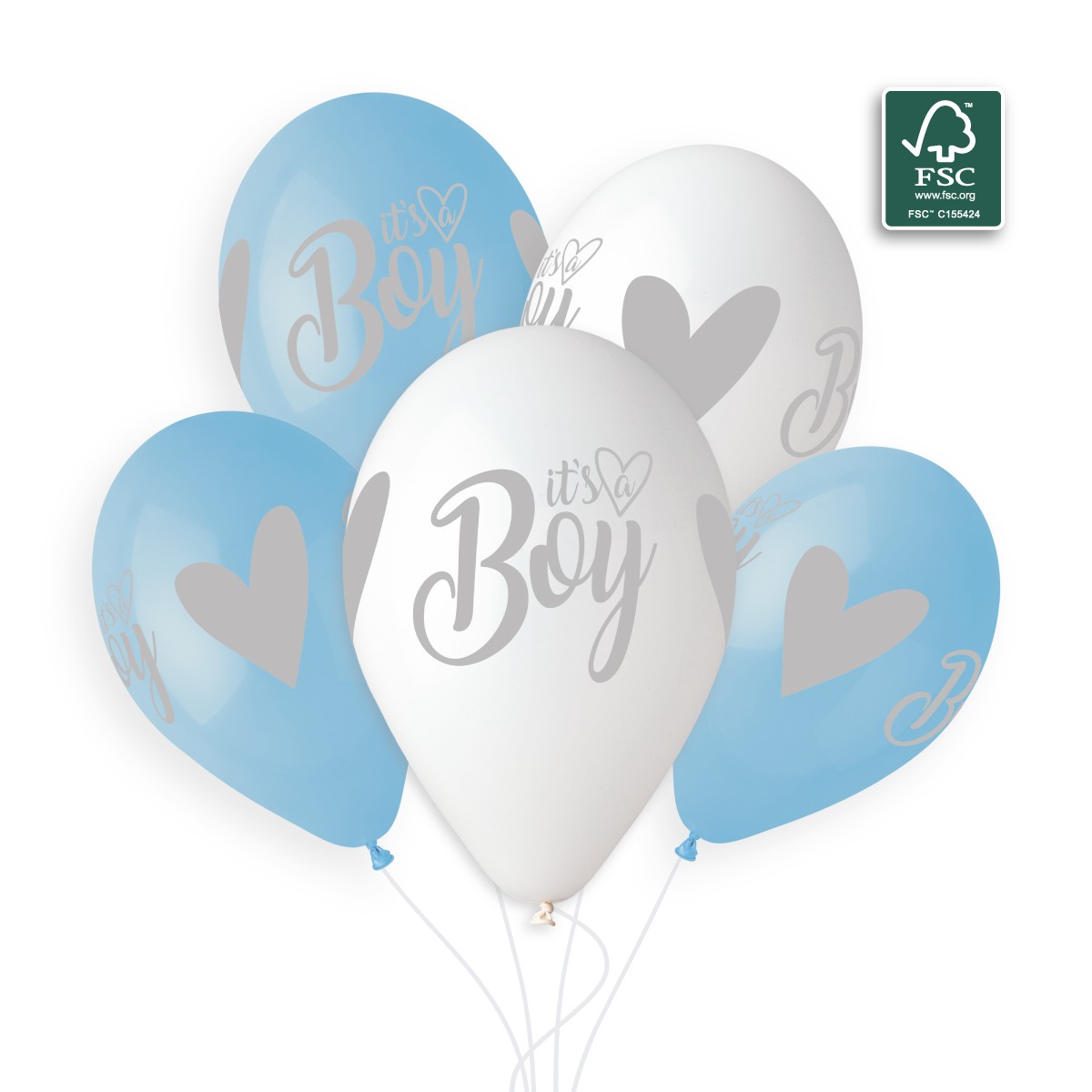 100% FSC-Certified NRL Balloons It's a boy silver