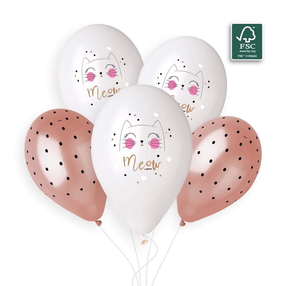 100% FSC-Certified NRL Balloons Meow & Chic dots Black