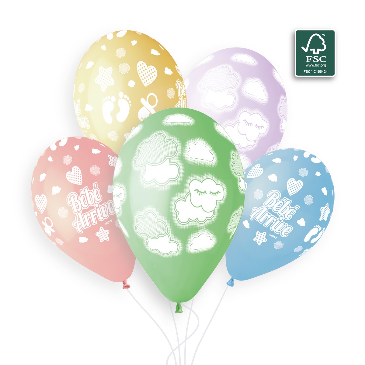 100% FSC-Certified NRL Balloons Bébé arrive & Baby Clouds