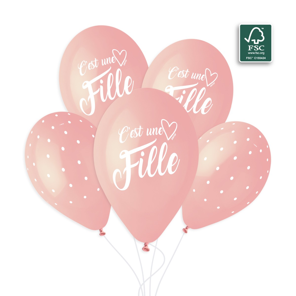 100% FSC-Certified NRL Balloons C'est une fille & Chic dots White
