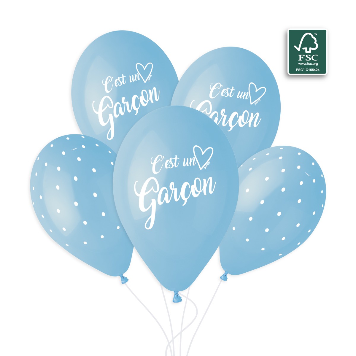 100% FSC-Certified NRL Balloons C'est un Garçon & Chic dots White