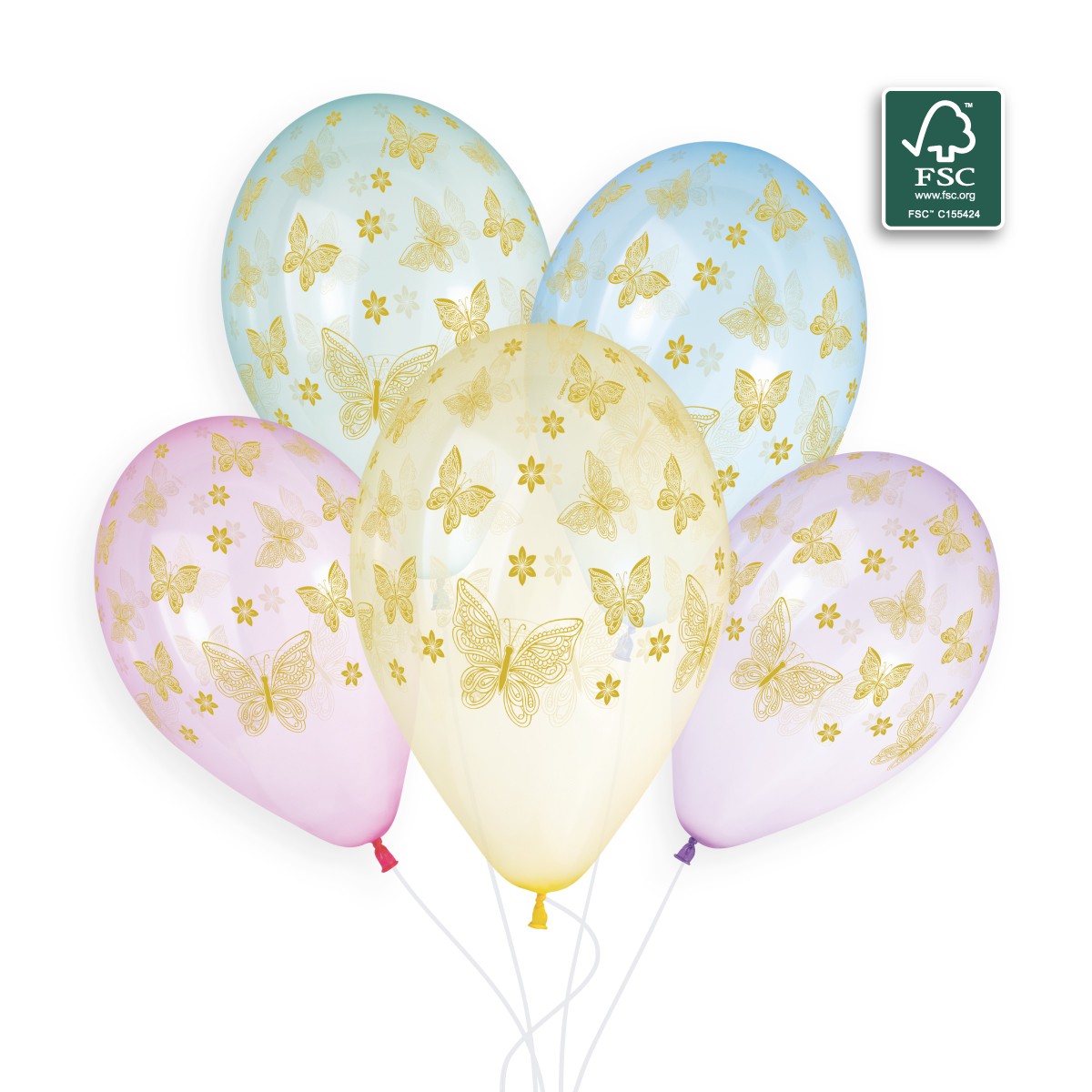 100% FSC-Certified NRL Balloons Golden Butterflies