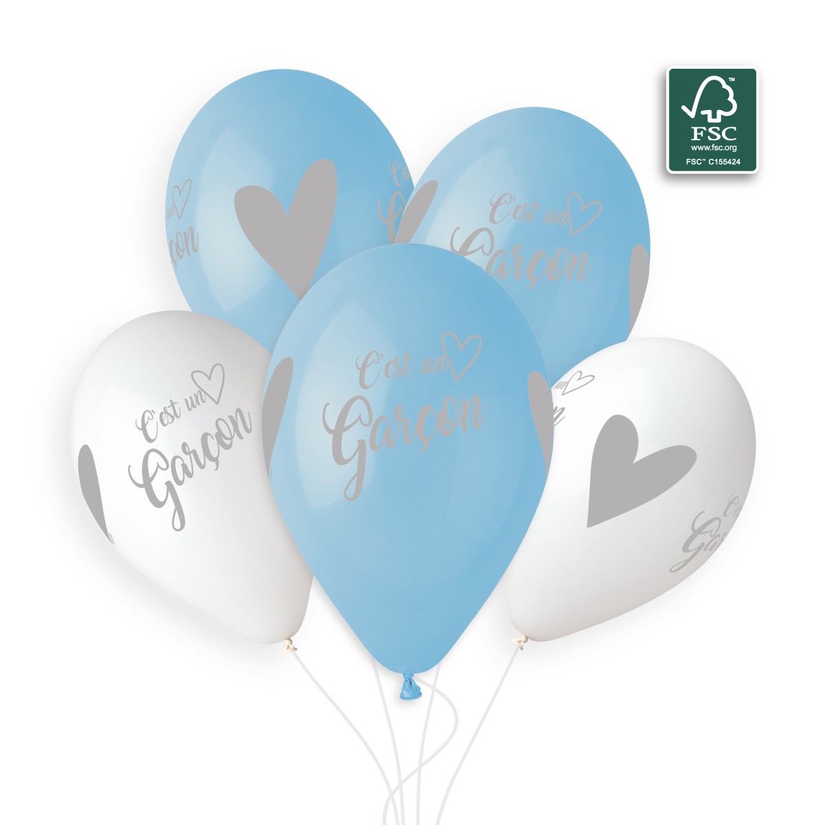 100% FSC-Certified NRL Balloons C'est un Garçon argent