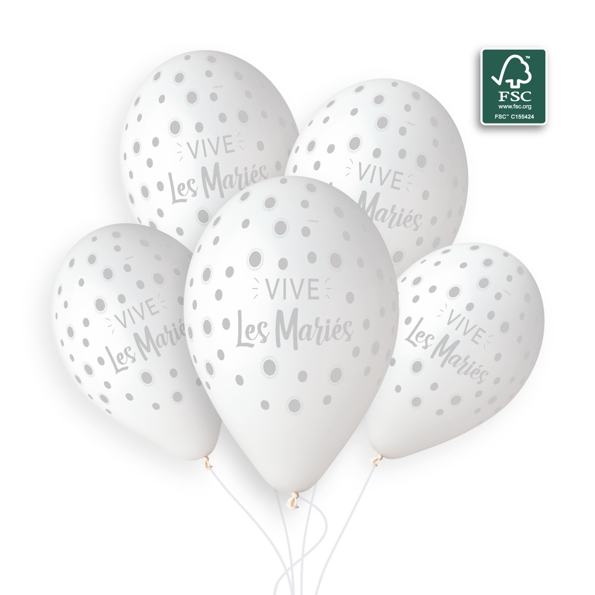 100% FSC-Certified NRL Balloons Silver Vive Les Mariés
