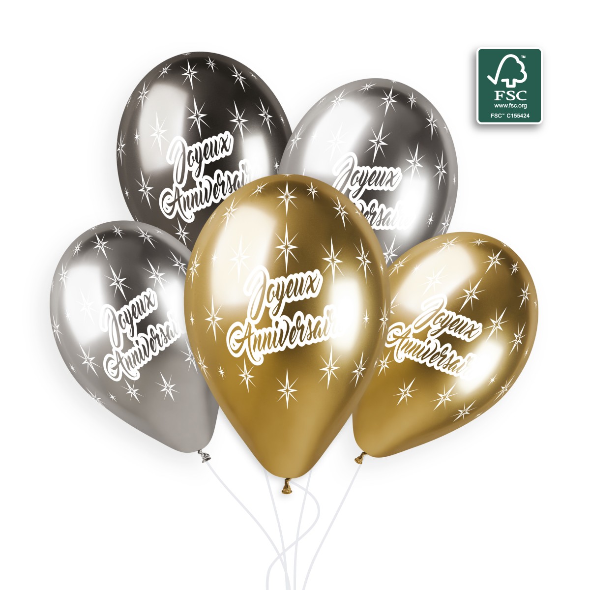 100% FSC-Certified NRL Balloons Joyeux Anniversaire Shiny