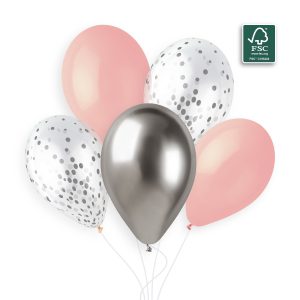 100% FSC-Certified NRL Balloons Assorted for Women Silver Confetti